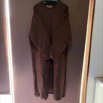 브라운 니트 롱 원피스 긴팔