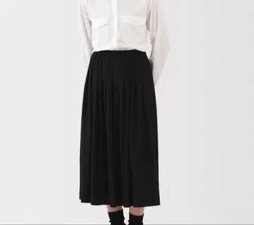 저지 플리츠 스커트 여성 M 블랙