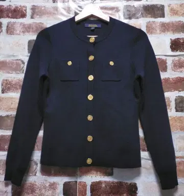 Brooks Brothers 골드 버튼 밀라노 리브 노카라 가디건