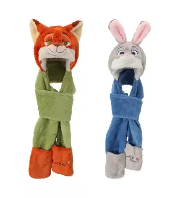 디즈니 주토피아 주디&닉 miniso 모자 머플러 중국 한정판