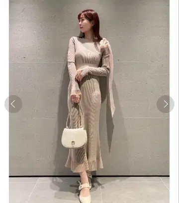 SNIDEL 숄더 리본 아지메 니트 원피스