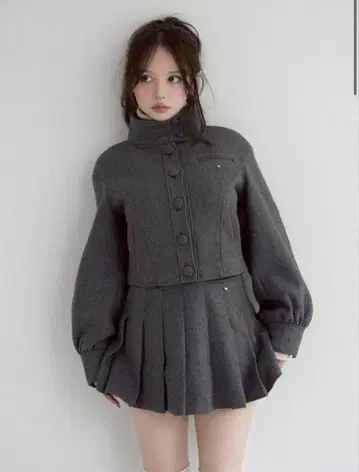 Zoey 스탠드 넥 재킷 그레이 ANDMARY 세트