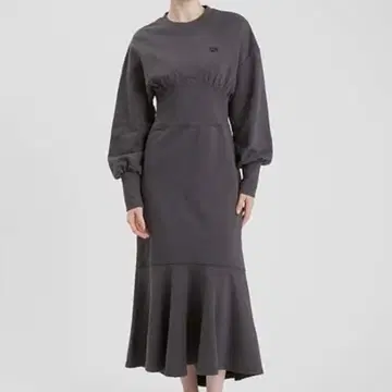 FURFUR 허리 리브 맨투맨 원피스 CGRY