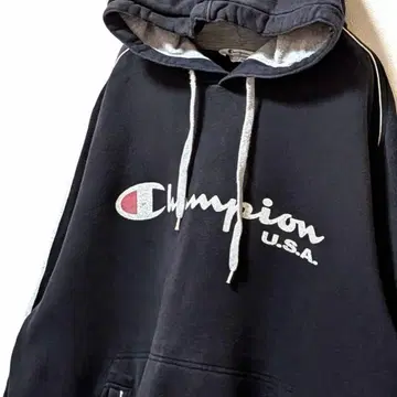 챔피온 Champion 로고 후드 맨투맨 블랙 XL 구제 의류 USA