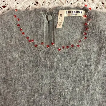 CHILD WOMAN 그레이 니트 베스트 반팔