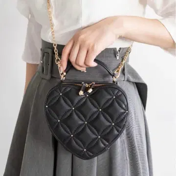 RANDA 하트형 퀼팅 2WAY 숄더백 블랙