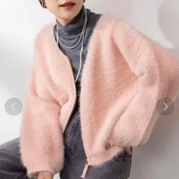 Rie Miller 손세탁 가능 페더얀 숏 지퍼 가디건