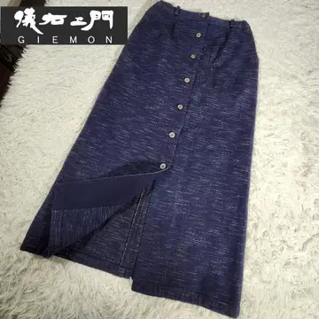 [ 새상품급 ] 기에몬 기에몬  구루메 카스리 스커트 손세탁 가능