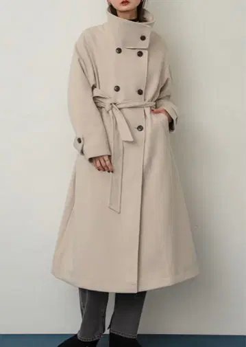 스탠드 칼라 롱 코트