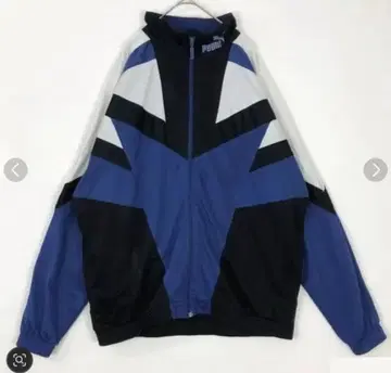 1824 90s 푸마 저지 트랙 자켓 자수 로고 빅 루즈 블랙