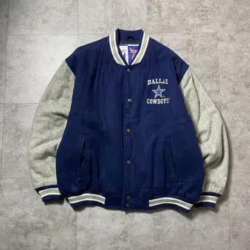 90's NFL 댈러스 카우보이즈 백 로고 울 충전솜 바시티 자켓