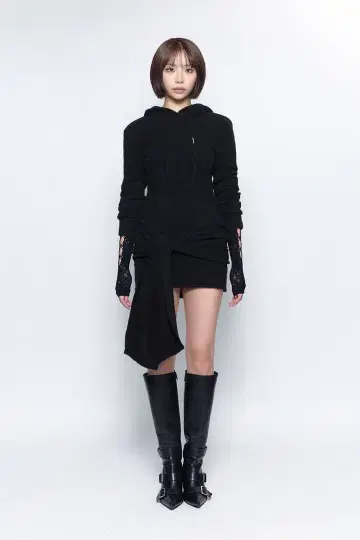 TR34426 S 드레이프 니트 드레스 미니 블랙