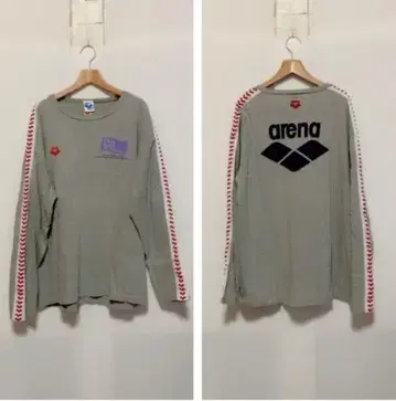 아레나 긴팔 T셔츠 데상트 L-O 사이즈 그레이 일본제 90'S