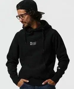 L/나노 유니버스 x 챔피온/콜라보/속기모/삼연 로고/후드티/블랙