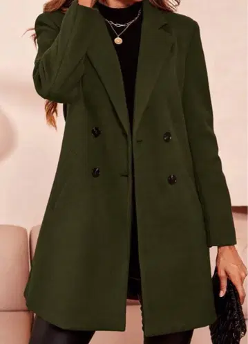 SHEIN 더블 버튼 체스터 코트 / 그린 / XXL 사이즈 상당