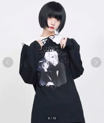 호시미야 포코 x 하우루즈 콜라보 BIG 롱 TEE 블랙