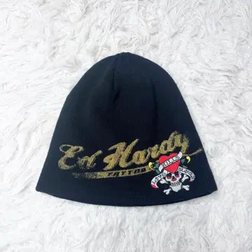 [레어종] Ed hardy 에드하디 니트 캡 블랙 Y2K