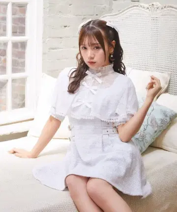 ROJITA 트리플 리본 트위드 케이프 원피스 색스