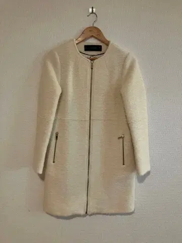 ZARA BASIC 노카라 아이보리 자켓 S 자라 화이트