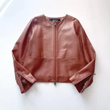 LOUNIE 루니 라무 가죽 자켓 브라운 노카라