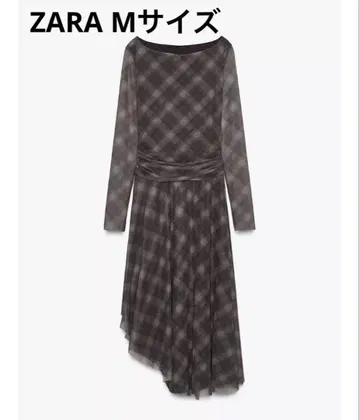 새상품 ZARA 튤 체크 무늬 원피스