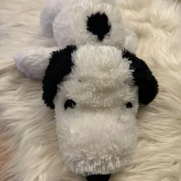 화이트 블랙 강아지 봉제 인형 약 30cm