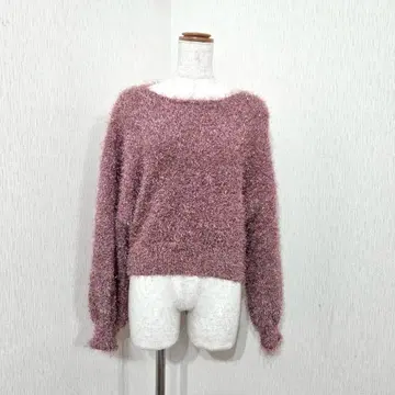 La-gemme 샤기 니트 풀오버 라메 핑크 계열 페미닌