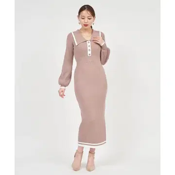 [ ROYAL PARTY ] 카라가 달린 타이트 리브 원피스