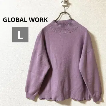 글로벌 워크 니트 스웨터 하이넥 긴팔 퍼플 계열 심플 가을/겨울