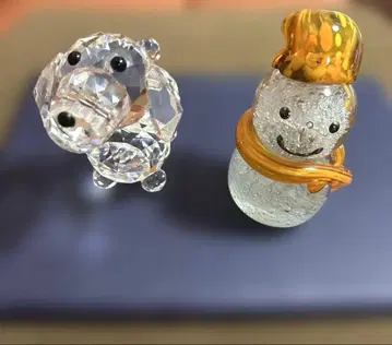 크리스탈 강아지와 눈사람 피규어 세트