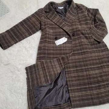 [ MOUSSY ] 체크 무늬 롱 코트 사이즈 1 브라운 미사용