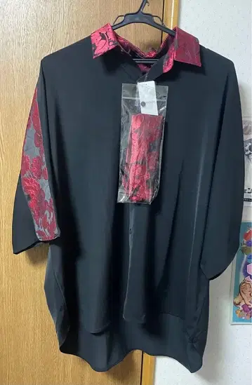 REZEN 당초 무늬 자카드 타이 셔츠 당초 무늬 자카드 지퍼 팬츠