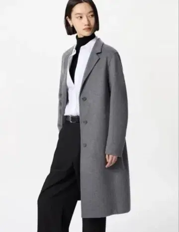 유니클로 더블 페이스 체스터 롱 코트 그레이