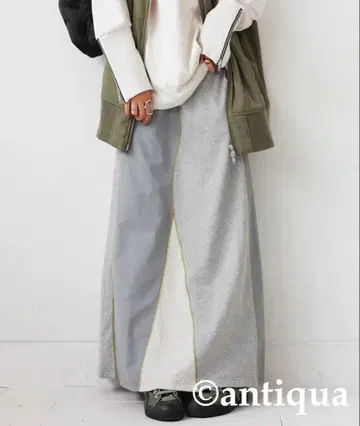 antiqua 안티카 그레이 도킹 롱 스커트