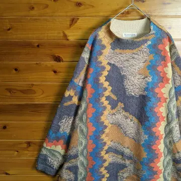 니트 스웨터 하이넥 모크넥 오버 사이즈 빅 루즈 M L