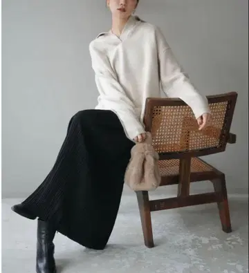 신상 뤼미에 플리츠 라인 스커트 BLACK Lumier