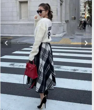 Sheller BIG 체크 롱 스커트