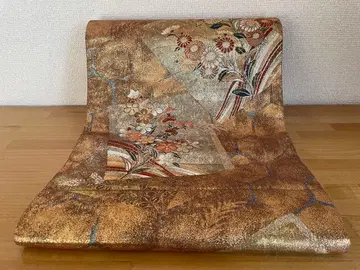 골드 컬러 꽃무늬 후쿠로 오비