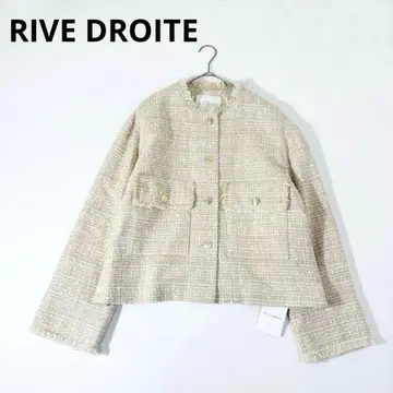 768 새상품 리브 드와 트위드 미들 자켓 23AW 아이보리