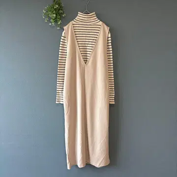 렙심 [F] 어른 내추럴 이지케어 포켓트 V넥 점프 스커트