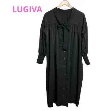 LUGIVA 루기바 원피스 리본 블랙 38 여성용 루즈핏