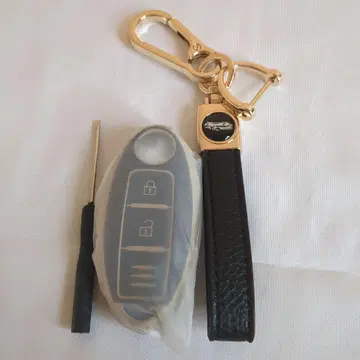 새상품 닛산 스마트 키케이스 흠집 방지 가죽 느낌 블랙 골드