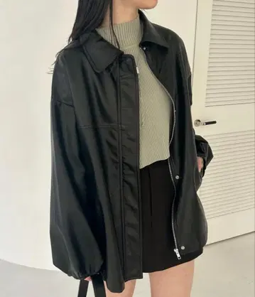 mystic 페이크 가죽 자켓