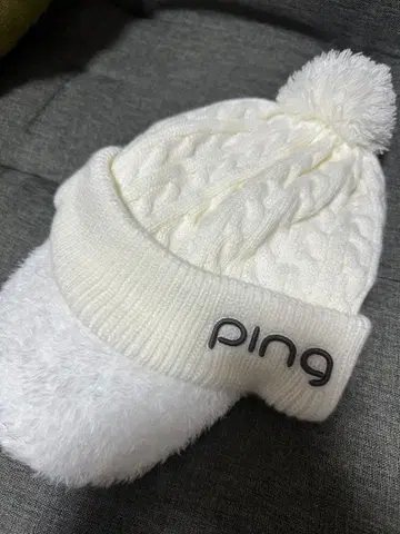 ping 케이블 짜임 니트 모자 화이트
