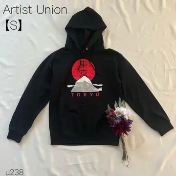 후드티 도쿄 후지산 맨투맨 풀오버 속기모 면 혼방 블랙 [ S ]