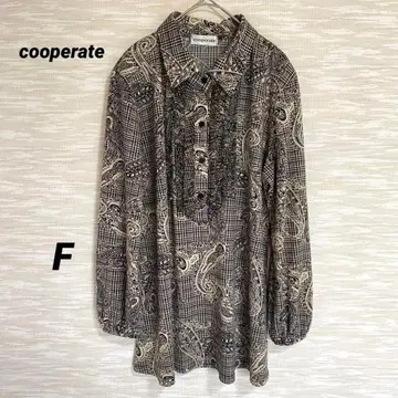 cooperate 긴팔 튜닉 [ F ] 페리즈리 패턴 프릴 레귤러 카라