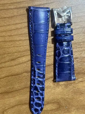 가가밀라노 네이비/은 가죽 벨트