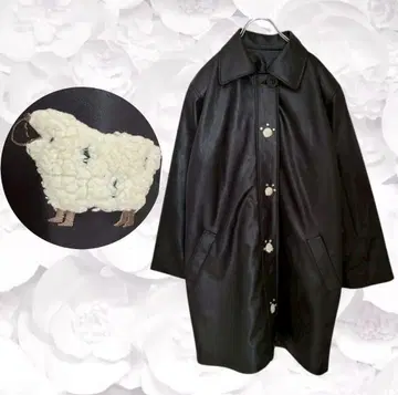 롱 코트 스텐카라 코트풍 [ F ] 블랙 양 인조 가죽 한국