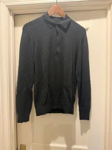 다크 그린 니트 피케 셔츠 긴팔 M