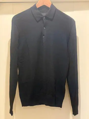 긴팔 니트 피케 셔츠 블랙 M